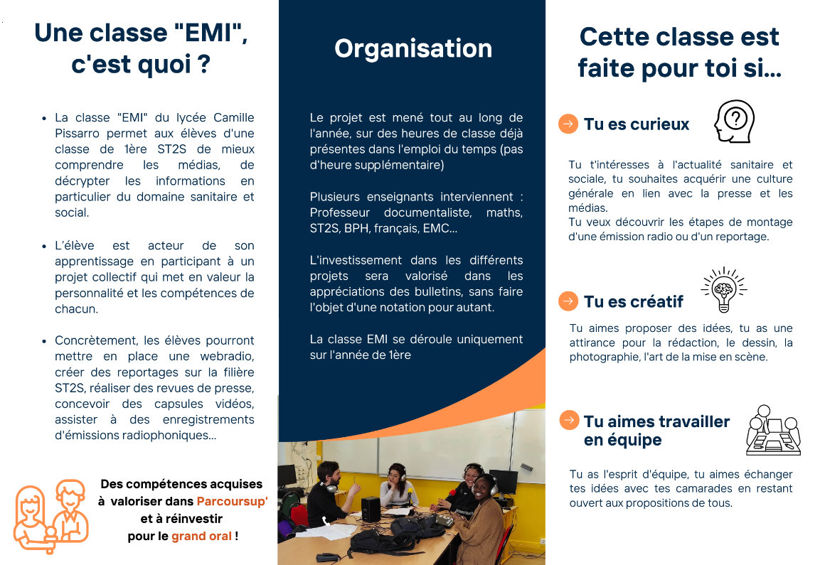 Une Classe « EMI » en 1ère ST2S - Lycée Camille Pissarro Pontoise